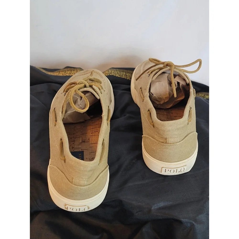 Polo Ralph Lauren Rylander Tan Washed Twill Boat Shoes Mens 11.5 D Loafers